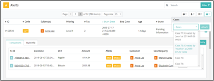 Screenshot of Comply's transaction monitoring and screening solution