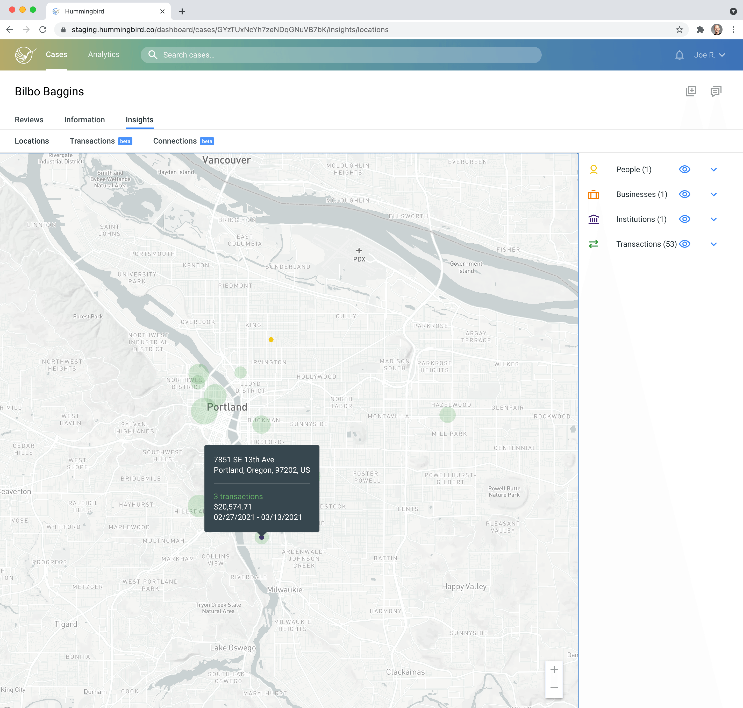 Image shows Hummingboard dashboard with map