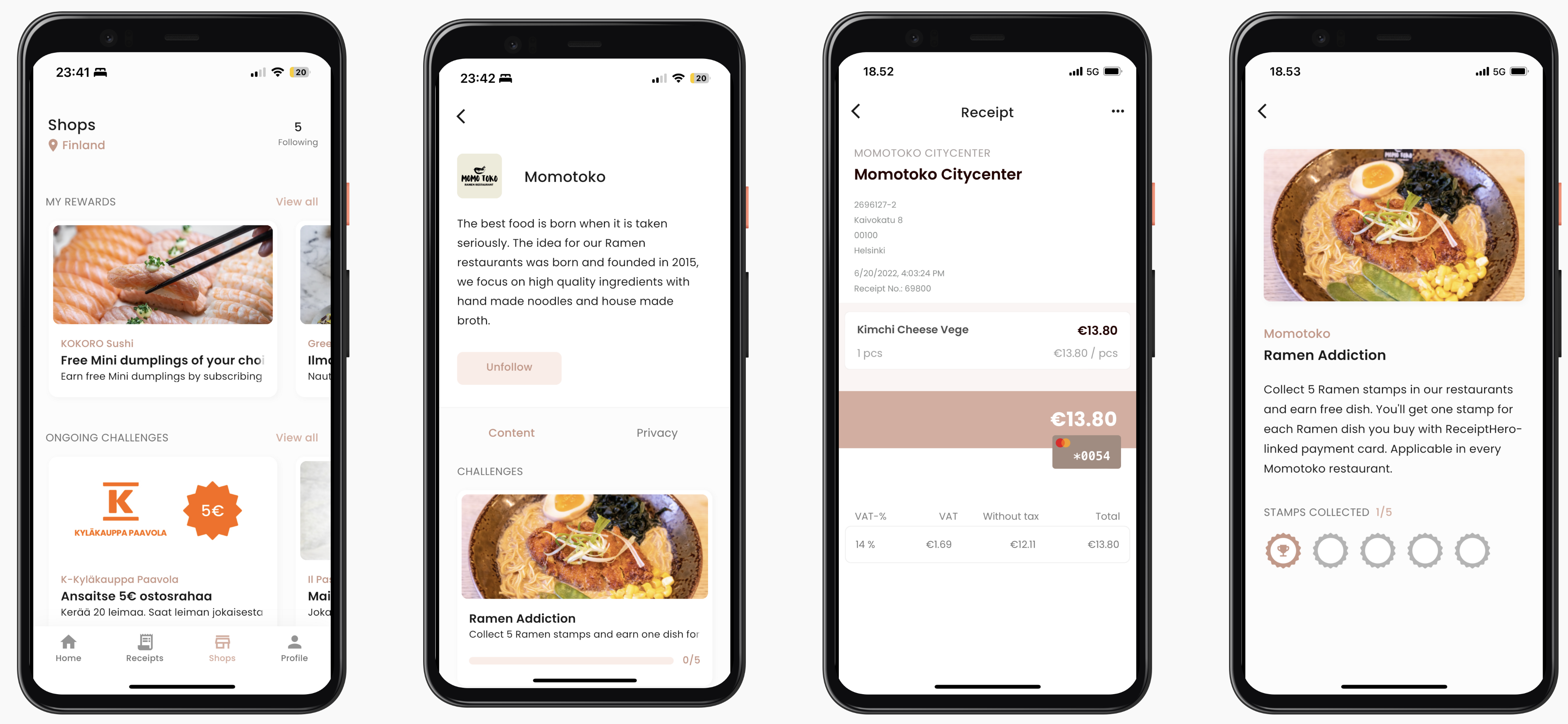 Receipt Hero Rewards solution on mobile view