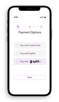 Image of the SplitIt BNPL pay button on a phone screen