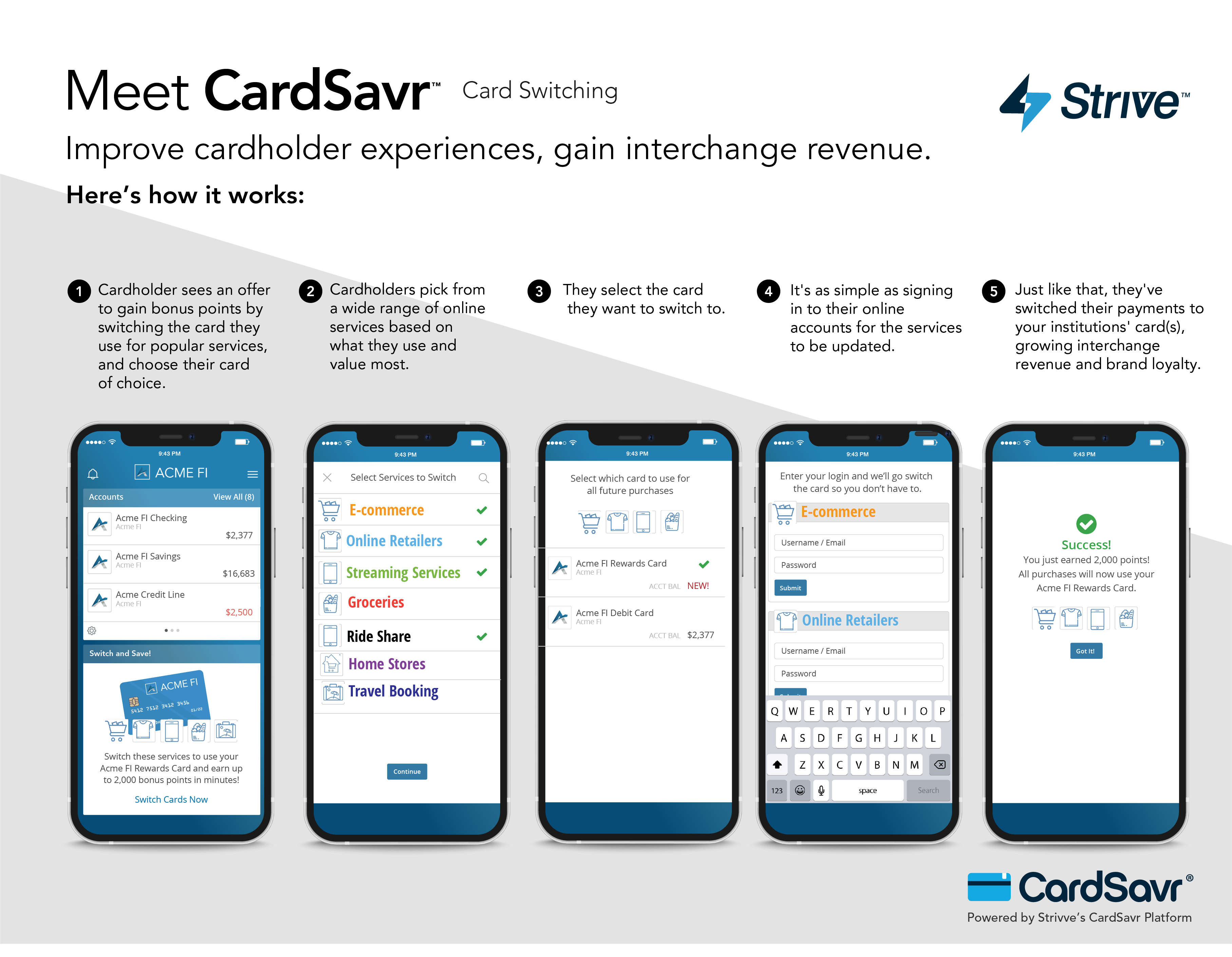 Imagine showing how CardSavr's card switching works on a mobile device
