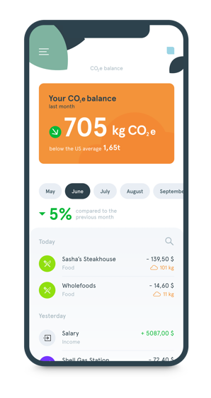 Image showing CO balance on mobile device